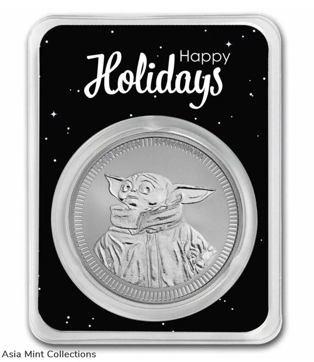 2023 Niue 1 oz . 999 silver Grogu Baby Yoda in Serialized Happy Holidays In TEP coins ingots bullion coin 2023 niue 1 oz 999 silver grogu baby yoda in serialized happy holidays in tep