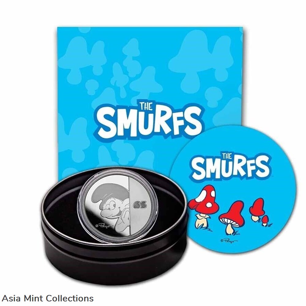 2023 - Smurfs Smurfs 65th Anniversary 1oz 999 Silver Niue Proof with Original Packaging coins ingots bullion coin 2023 smurfs smurfs 65th anniversary 1oz 999 silver niue proof with original packaging