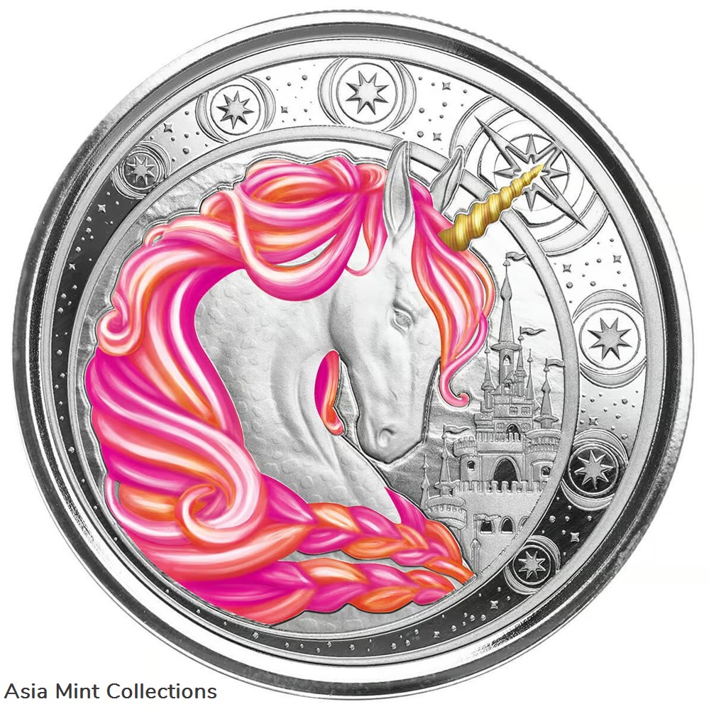 2023 - Ghana Unicorn ""Jubilee"" 1oz Silver 999 Color with Certi Log Coincard coins ingots bullion 2023 ghana unicorn jubilee 1oz silver 999 color with certi log coincard