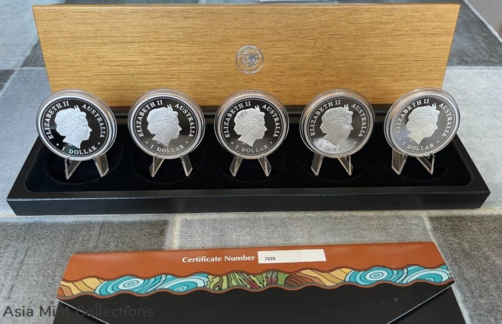 2007 Australia $1 Discover Australia Landmarks Series Silver Proof 5-Coin 4 coins ingots bullion 2007 australia 1 discover australia landmarks series silver proof 5 coin