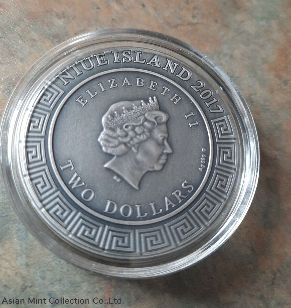 2017 - 2 Oz Silver $2 Niue Demigods ACHILLES VS HEKTOR Antique Finish Coin 2 coins ingots bullion 2017 2 oz silver 2 niue demigods achilles vs hektor antique finish coin