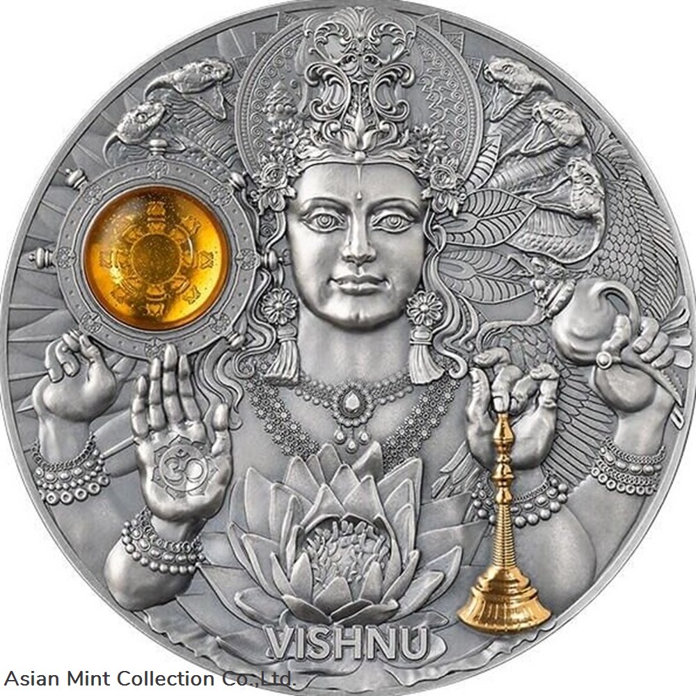 2023 - Vishnu Divine Faces of the Sun 3 oz Antique finish Silver Coin 5$ Niue coins ingots bullion 2023 vishnu divine faces of the sun 3 oz antique finish silver coin 5 niue