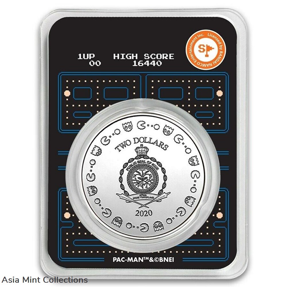 2020 Niue PAC-MAN 1 oz Colorized SILVER Coin in TEP ~ 40th Anniversary Pacman 2 coins ingots bullion 2020 niue pac man 1 oz colorized silver coin in tep 40th anniversary pacman