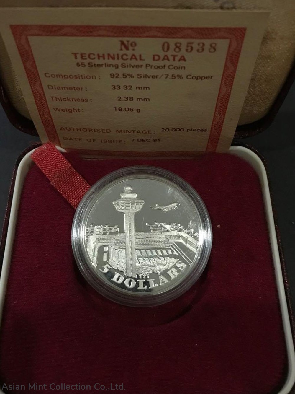 1981 - Singapore 🇸🇬 Changi Airport $5 Silver Proof coins world 1981 singapore changi airport 5 silver proof
