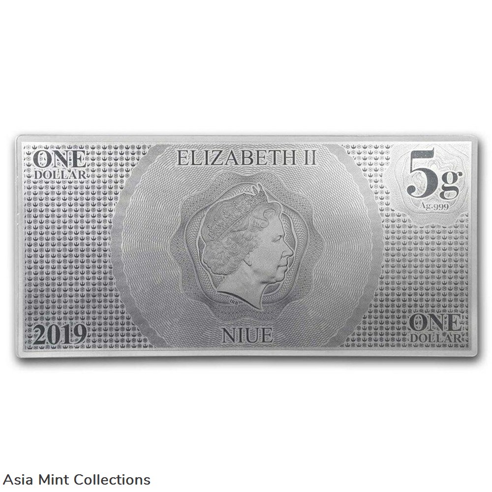 2019 5 gram Silver $1 Note Star Wars The Force Awakens: Kylo Ren 3 coins ingots bullion coin 2019 5 gram silver 1 note star wars the force awakens kylo ren