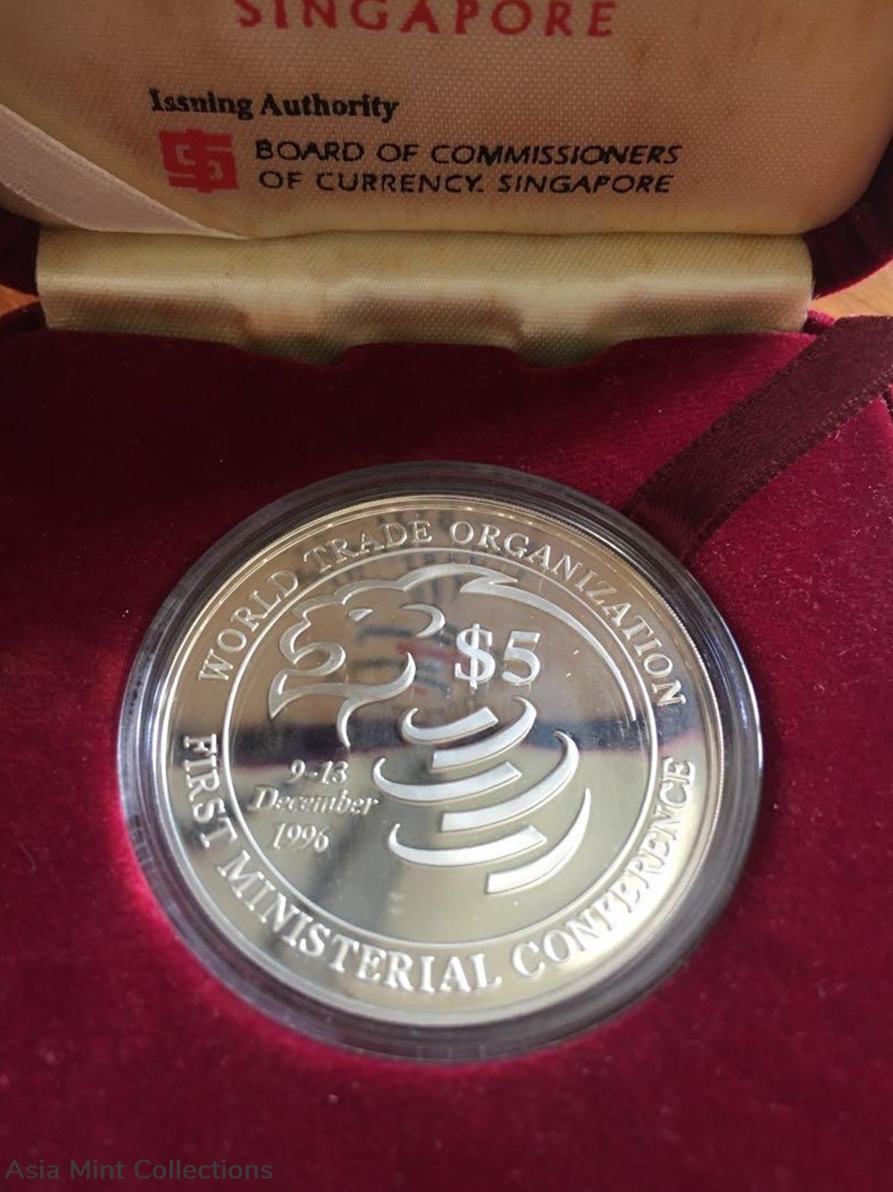 1996 WTO First Ministerial Conference $5 Silver Proof Coin 2 coins ingots bullion 1996 wto first ministerial conference 5 silver proof coin