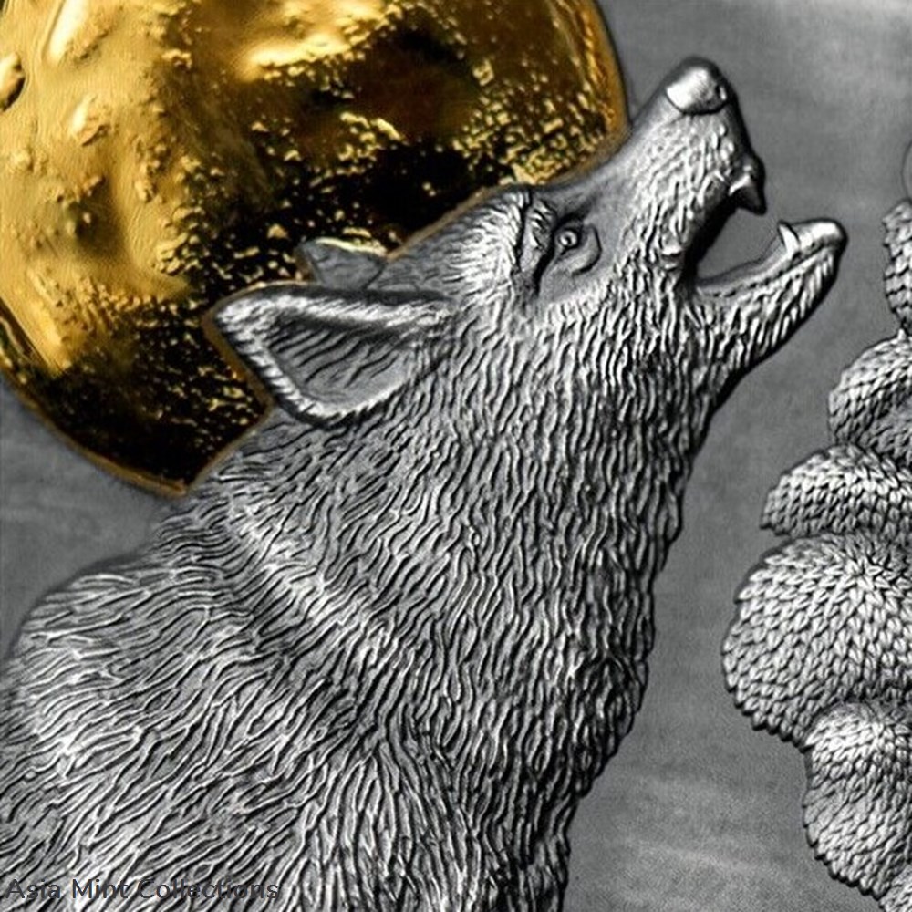 coins ingots bullion 2021 grey wolf wildlife in the moonlight 1 2 oz antique finish silver coin ghana