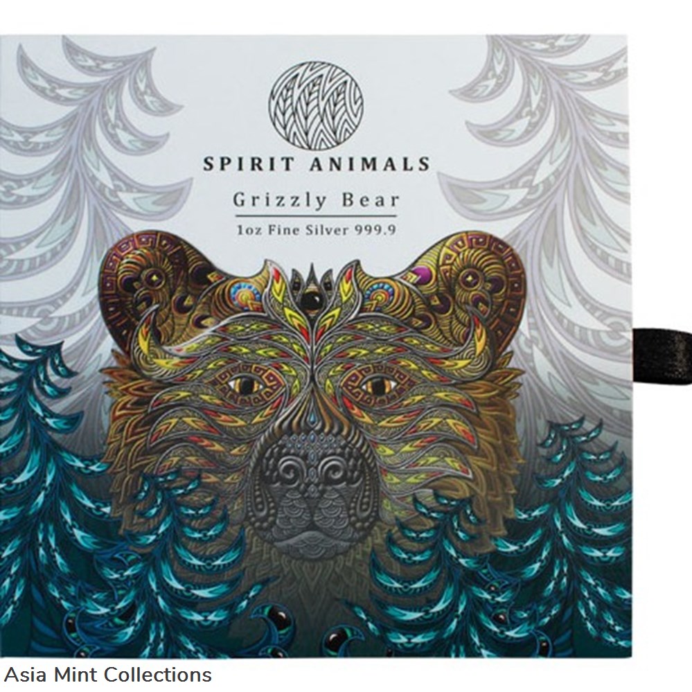 2021 - GRIZZLY BEAR SOLOMON ISLANDS $2 DOLLARS COLORIZED SILVER WORLD COIN 5 coins ingots bullion 2021 grizzly bear solomon islands 2 dollars colorized silver world coin