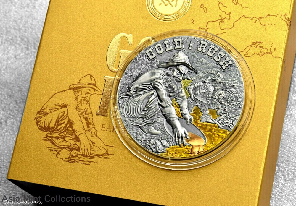 2021 - Gold Rush 50g Antique finish Silver Coin 2000 Francs CFA Cameroon 2 coins ingots bullion 2021 gold rush 50g antique finish silver coin 2000 francs cfa cameroon