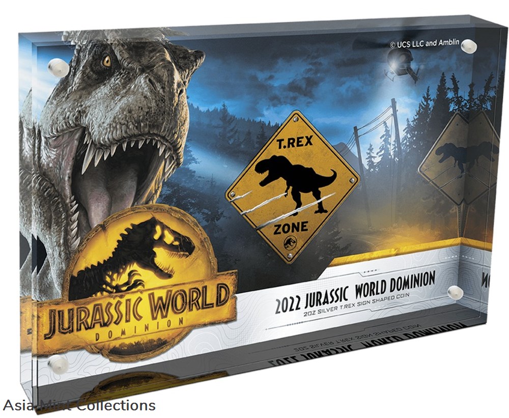 2022 Niue Jurassic World Dominion T.Rex Sign 2oz Silver Shaped Coin 3 coins ingots bullion 2022 niue jurassic world dominion t rex sign 2oz silver shaped coin