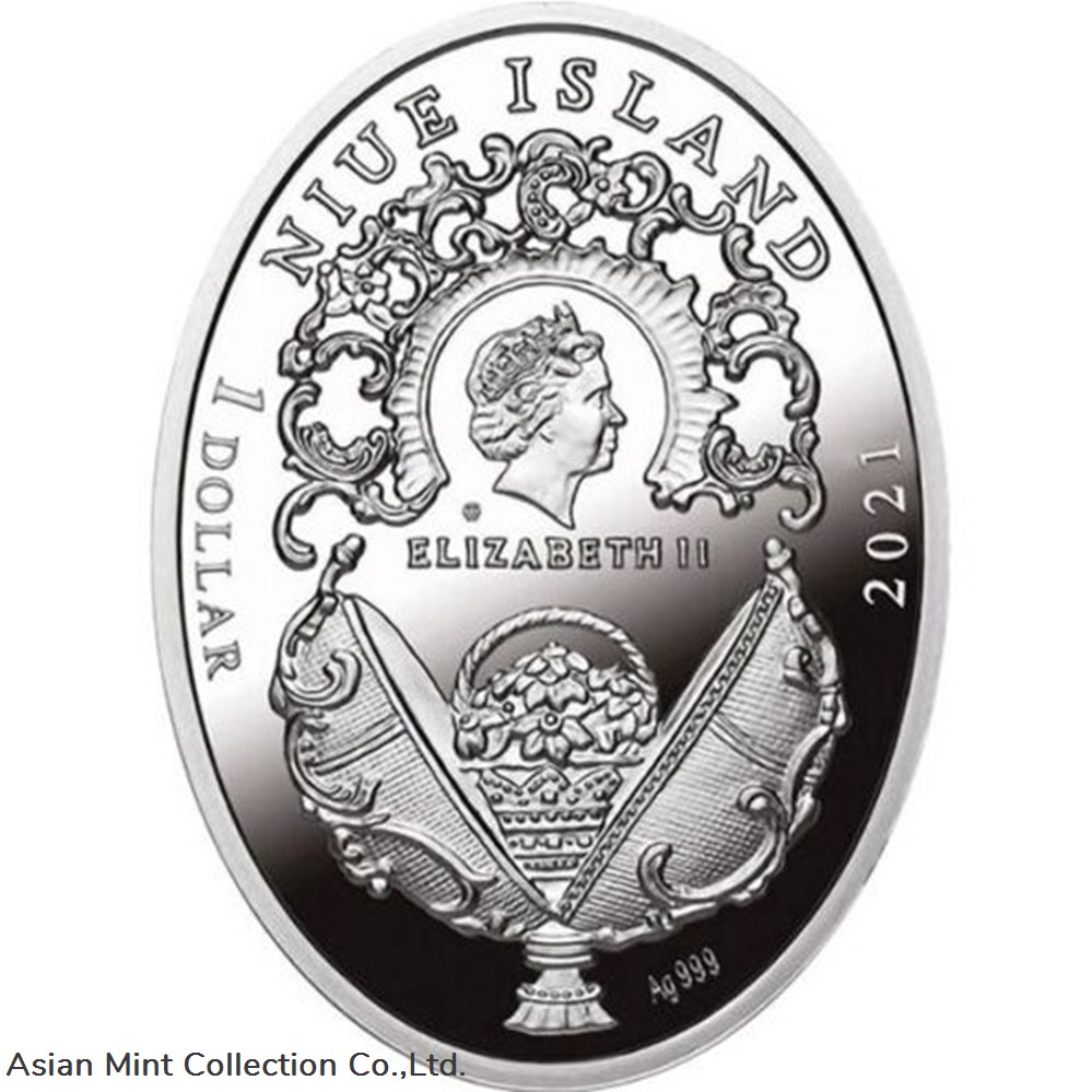 2021 - Twelve Monograms Egg Imperial Faberge Eggs Proof Silver Coin 1$ 2 coins ingots bullion 2021 twelve monograms egg imperial faberge eggs proof silver coin 1
