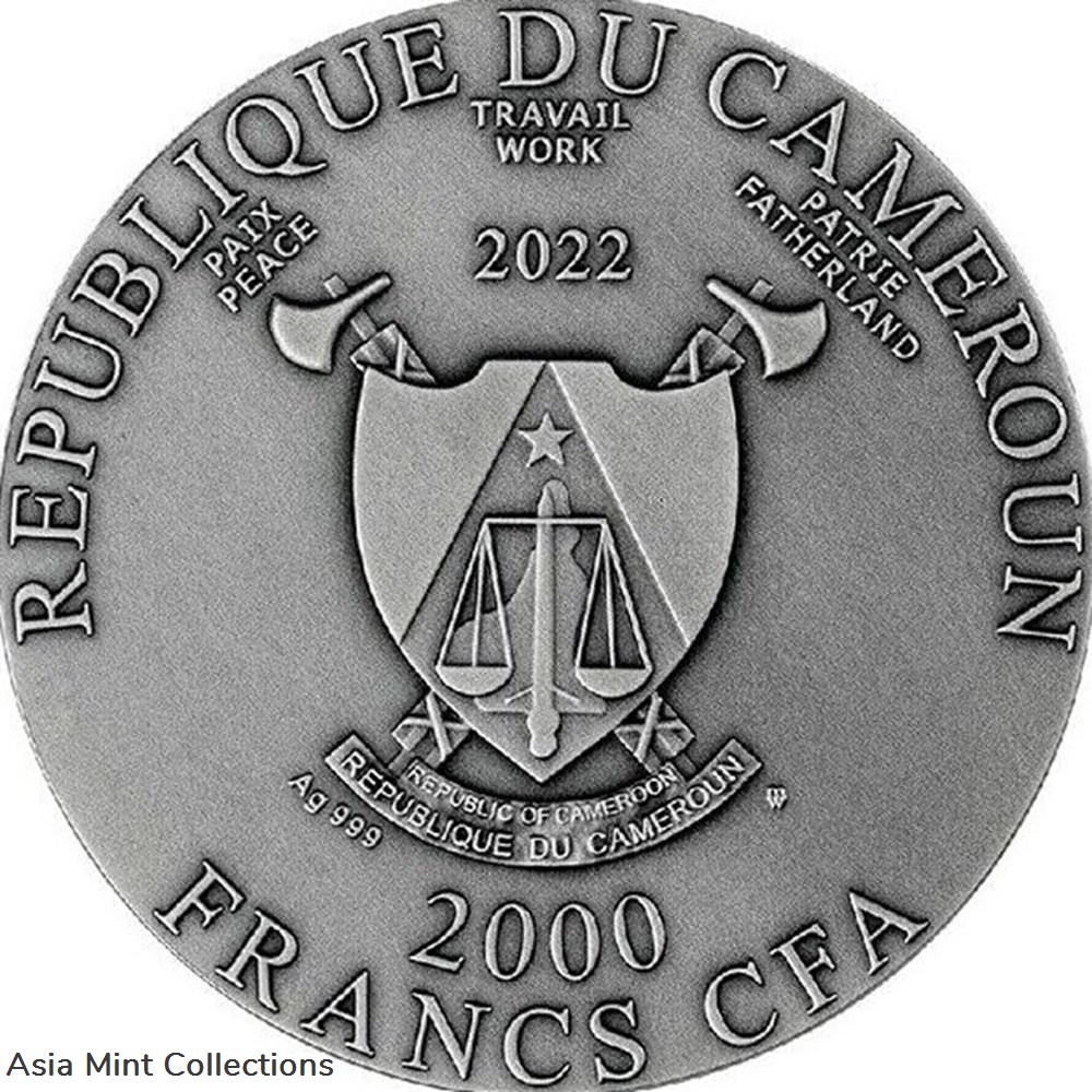 2022 - Maria of Nazareth 2 oz Antique finish Silver Coin 2000 Francs CFA Cameroun 2 coins ingots bullion 2022 maria of nazareth 2 oz antique finish silver coin 2000 francs cfa cameroun