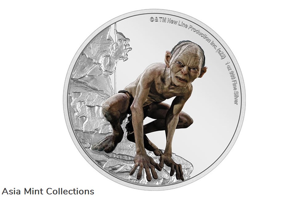 2022 - Niue 1 OZ Silver Proof Coin- Lord of the Rings - Gollum coins ingots bullion 2022 niue 1 oz silver proof coin lord of the rings gollum