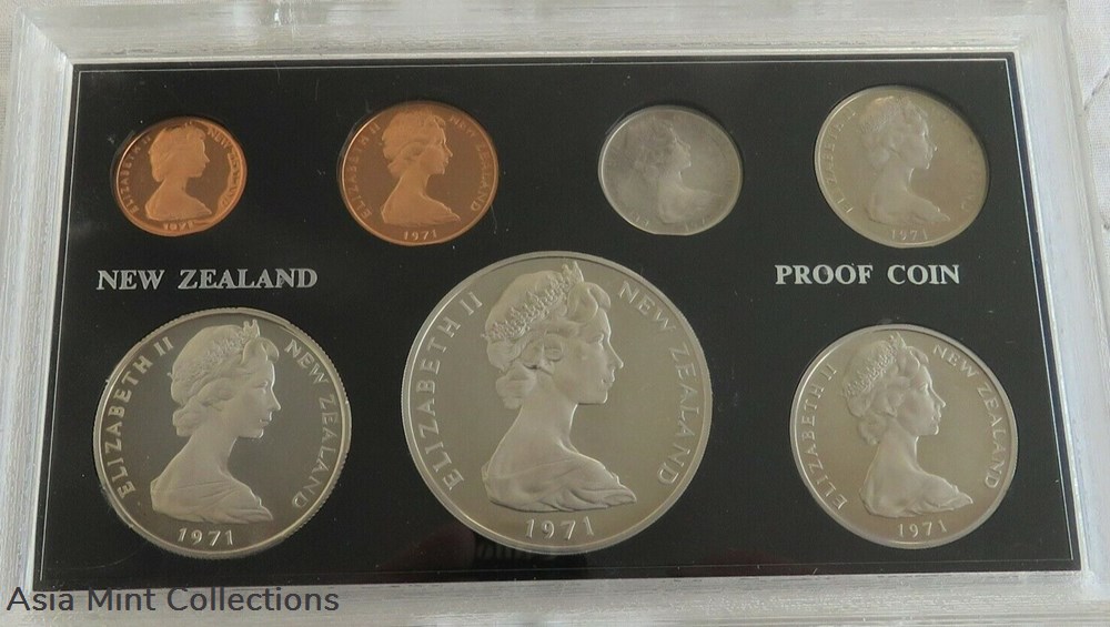 coins world 1971 new zealand 7 coin proof year set 2