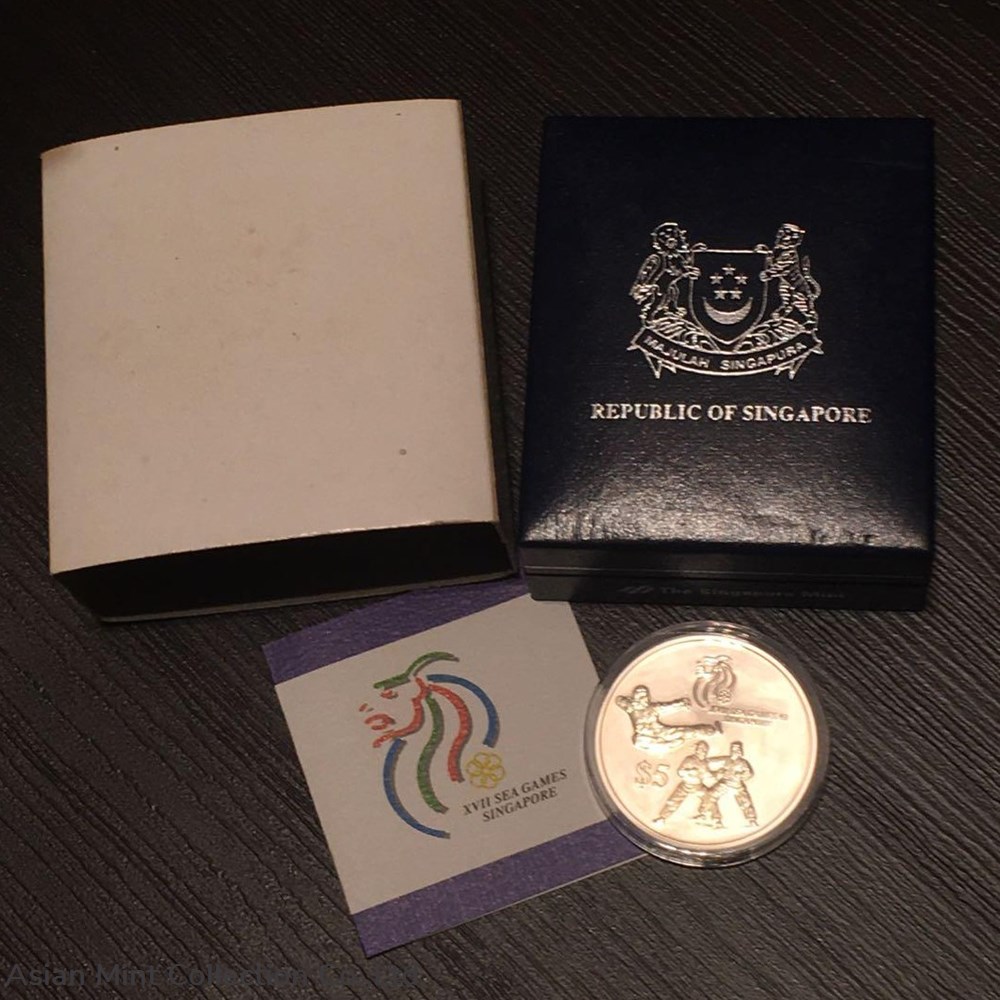 coins ingots bullion silver coin 1993 singapore 5 dollars sea games 38 7mm ag 925