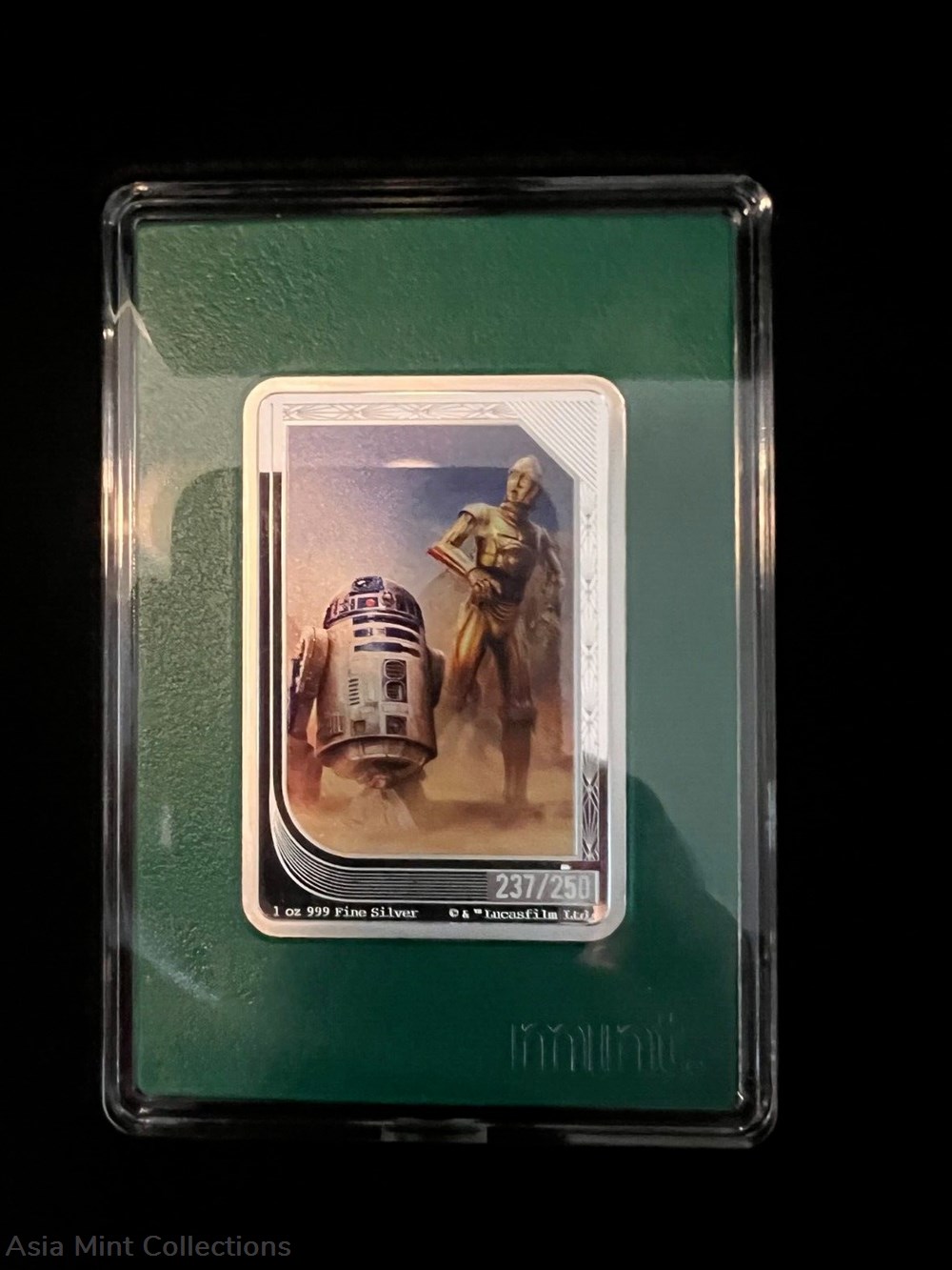 2023 - Niue STAR WARS mint Trading Coins C-3PO R2-D2 1oz Colorized Silver Coin 237 /250 figurines cinema 2023 niue star wars mint trading coins c 3po r2 d2 1oz colorized silver coin 237 250