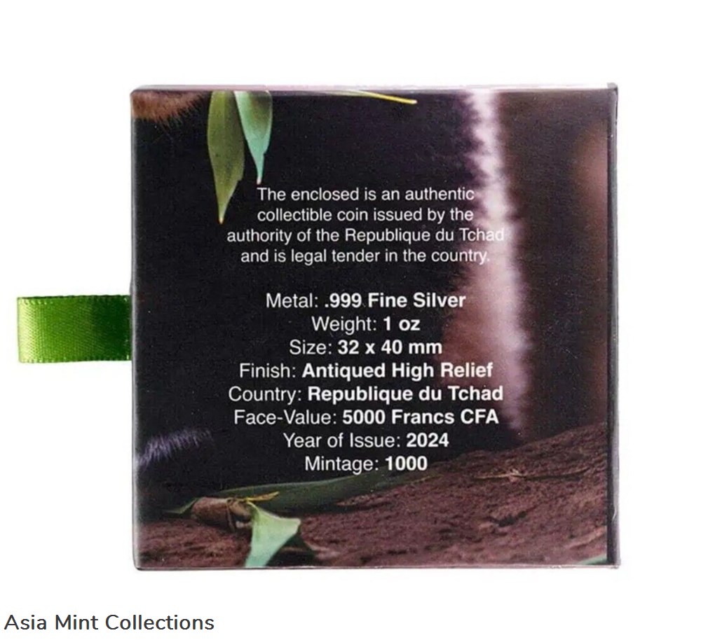 2024 Chad Panda Shaped High Relief 1 oz .999 Silver Coin Box/COA Mintage 1000 4 coins ingots bullion 2024 chad panda shaped high relief 1 oz 999 silver coin box coa mintage 1000