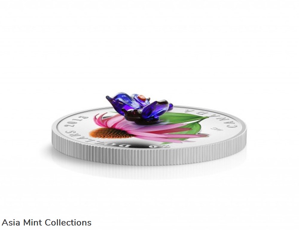coins ingots bullion 2013 canada 20 fine silver coin purple coneflower w venetian glass butterfly
