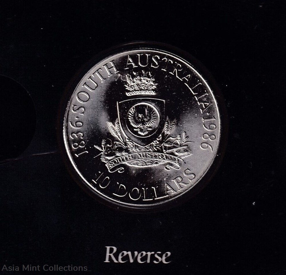 1986 - $10 STATE SERIES SOUTH AUSTRALIA 92.5% SILVER COIN 2 coins ingots bullion 1986 10 state series south australia 92 5 silver coin