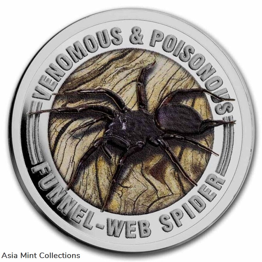 coins ingots bullion 2022 samoa venomous poisonous funnel web spider 1 2 oz silver colorized coin