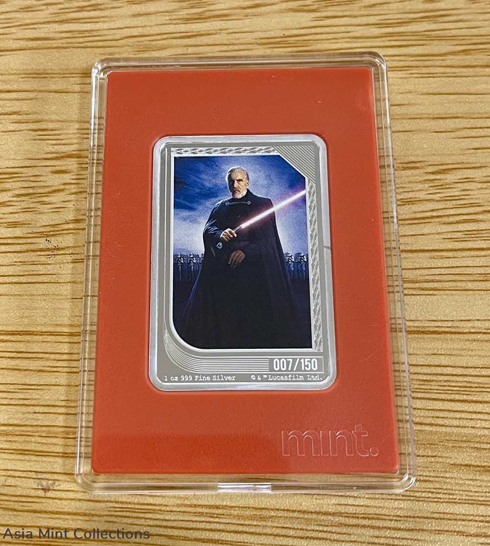 2023 Niue Star Wars Mint Trading Coin Card Count Dooku 1 oz silver 7/150 coins ingots bullion 2023 niue star wars mint trading coin card count dooku 1 oz silver 7 150