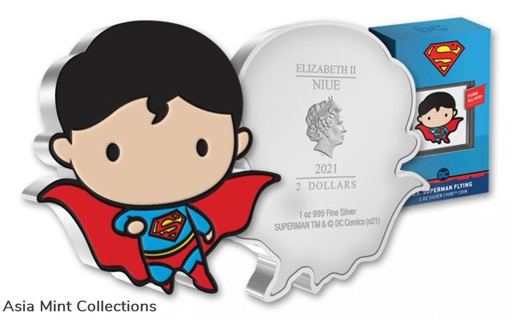 2021 NIUE Superman Flying 1oz Silver Proof Chibi Coin DC Comics Series Mint Cond 3 coins ingots bullion 2021 niue superman flying 1oz silver proof chibi coin dc comics series mint cond