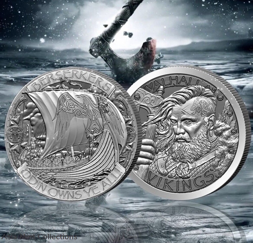 coins ingots bullion coin 2022 valhalla vikings 1 oz 999 fine silver round odin owns ye berserkers backorder