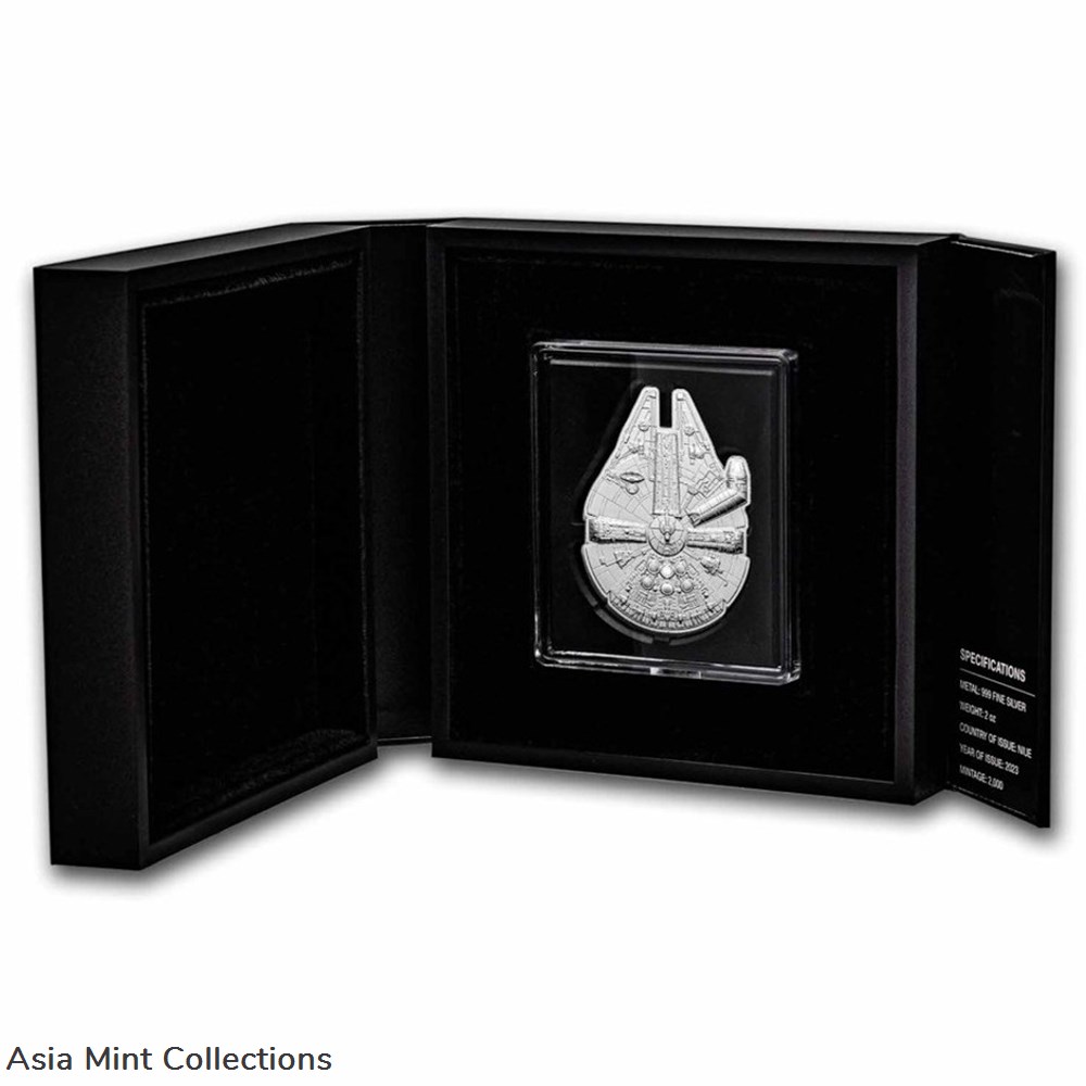 2023 – Star Wars™ Millennium Falcon™ 2oz Silver Shaped Coin 4 coins ingots bullion 2023 star wars millennium falcon 2oz silver shaped coin