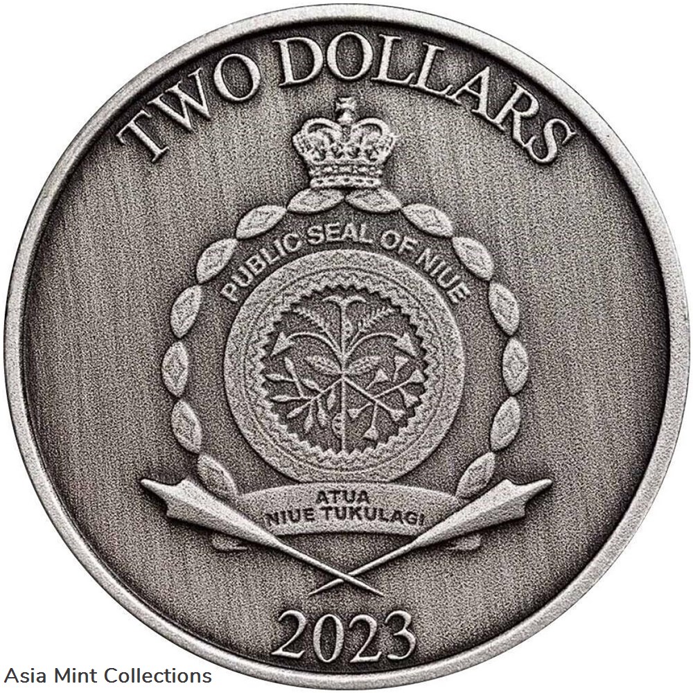 2023 - Hercules Silbermünze 1 Oz 999 Niue 2 $ Antik Finish mit OVP 2 coins ingots bullion silver coin 2023 hercules silbermunze 1 oz 999 niue 2 antik finish mit ovp