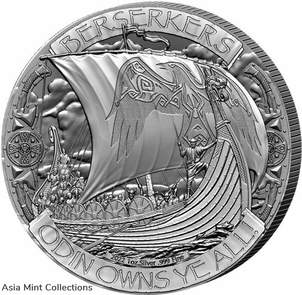 coins ingots bullion coin 2022 valhalla vikings 1 oz 999 fine silver round odin owns ye berserkers backorder