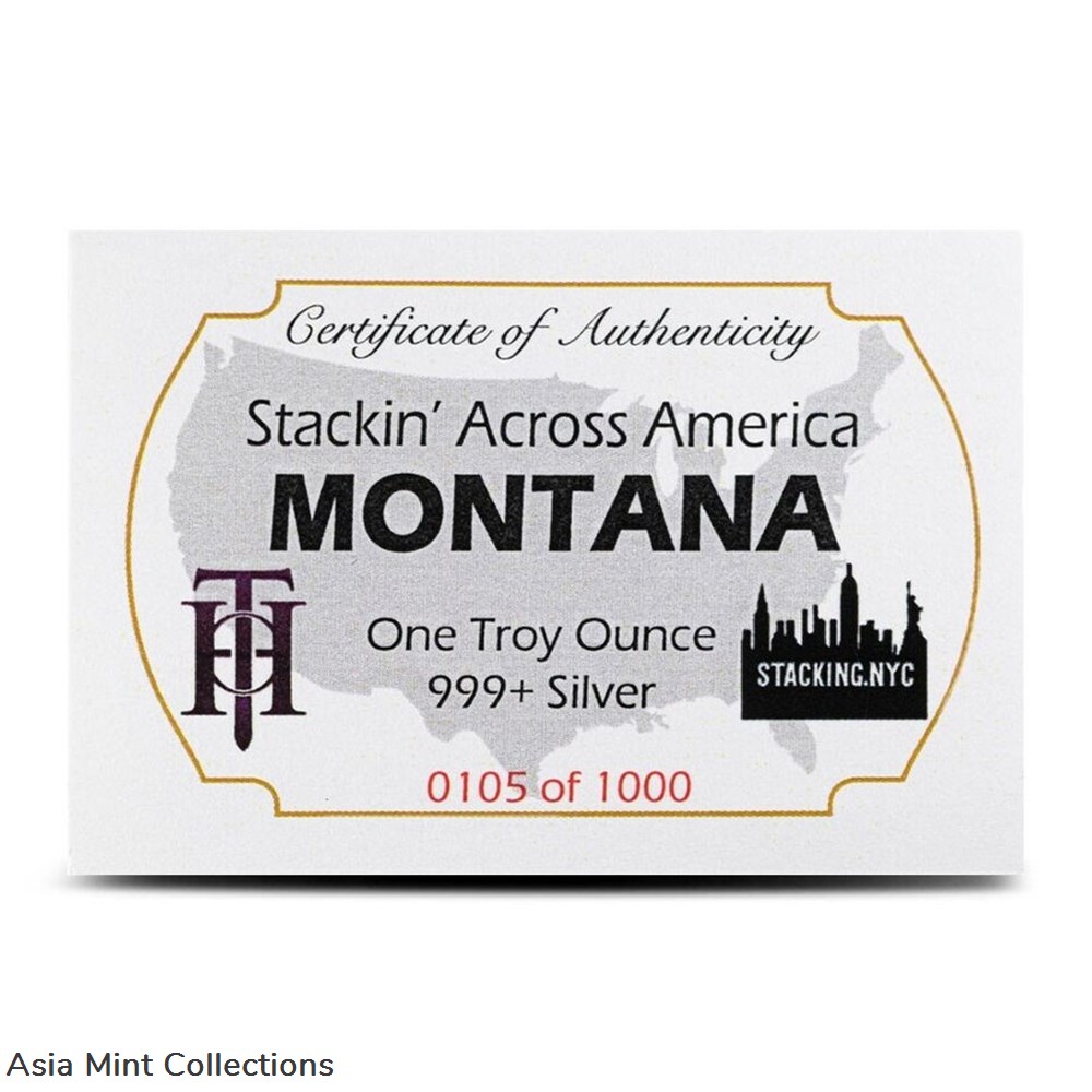 2023 - 1 oz Silver Bar ~ Stacking Across America Montana License Plate ~ New w/ COA 3 coins ingots bullion coin 2023 1 oz silver bar stacking across america montana license plate new w coa