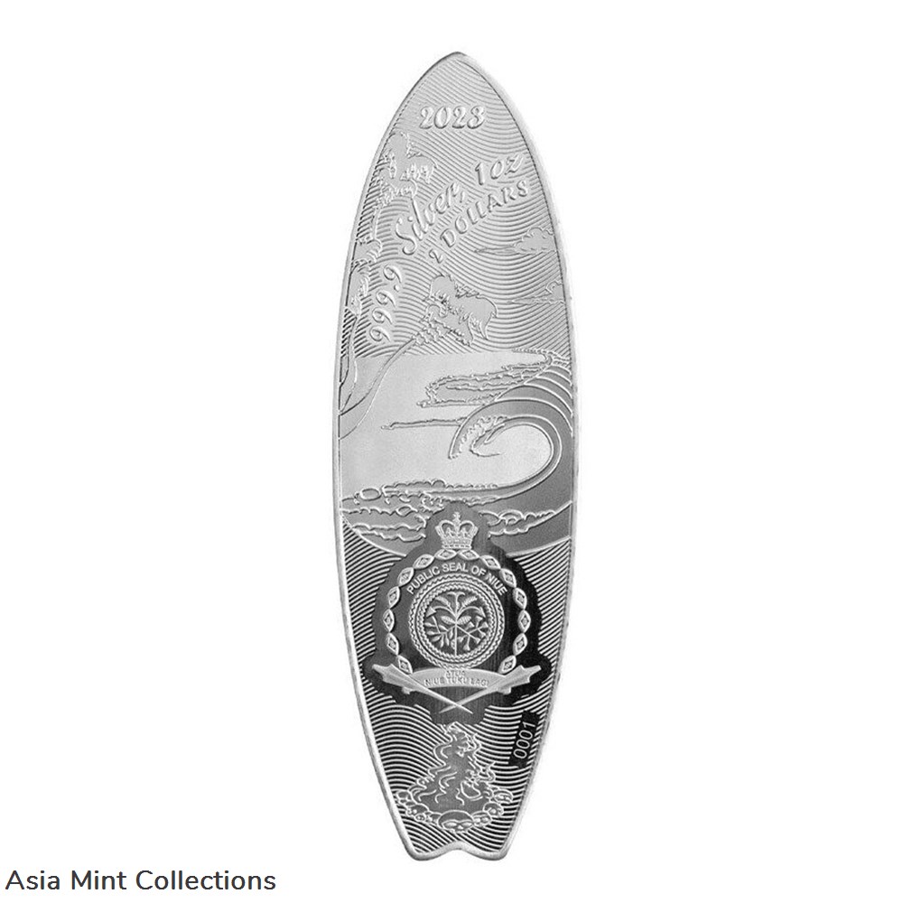 2023 - Niue $2 1oz Silver Surfboard Series Enforcer Proof-Like Coin W/OGP 3 coins ingots bullion 2023 niue 2 1oz silver surfboard series enforcer proof like coin w ogp