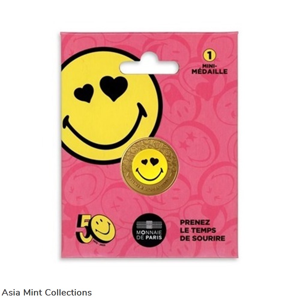 2022 - 50th anniversary of the Smiley (love) 3 coins ingots bullion copper coin 2022 50th anniversary of the smiley love