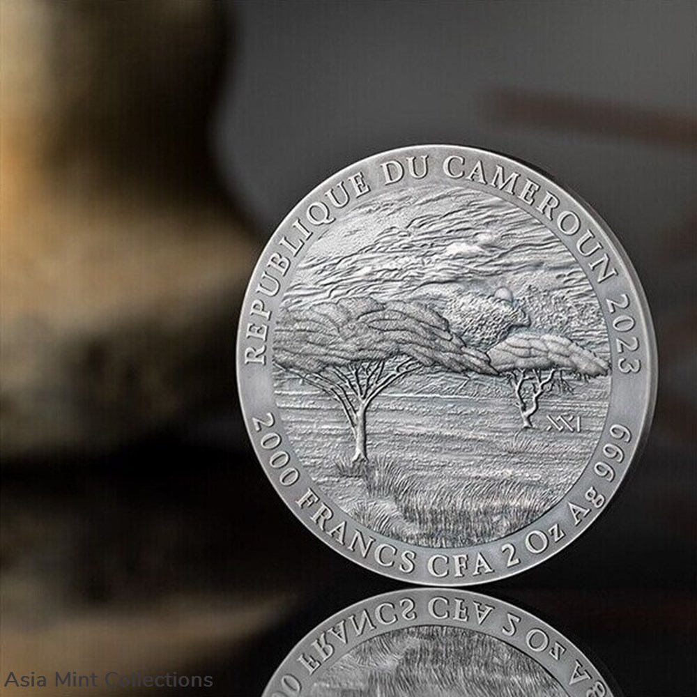 2023 - Black Rhino Expressions of Wildlife 2oz Antique finish Silver Coin Cameroon 2 coins ingots bullion 2023 black rhino expressions of wildlife 2oz antique finish silver coin cameroon