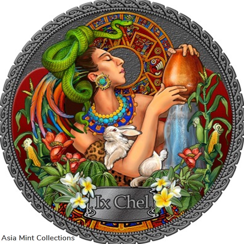2021 - Ix Chel Goddesses of Health 50 g Antique finish Silver Coin 5 Cedis Ghana coins ingots bullion 2021 ix chel goddesses of health 50 g antique finish silver coin 5 cedis ghana