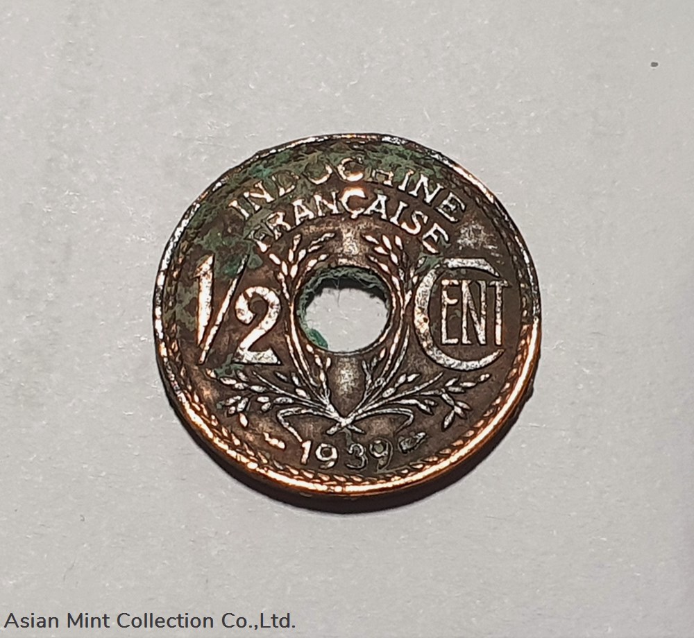 coins colonial colonies 1939 french indochina coin half cent copper indochine francaise