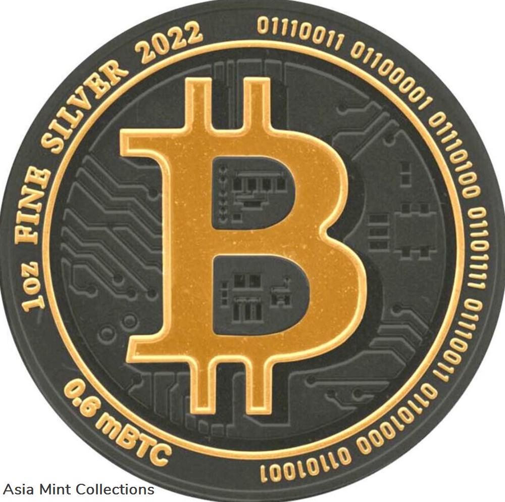 2022 - 1 oz Silver Bitcoin Niue Gold Black Empire Edition coins ingots bullion 2022 1 oz silver bitcoin niue gold black empire edition
