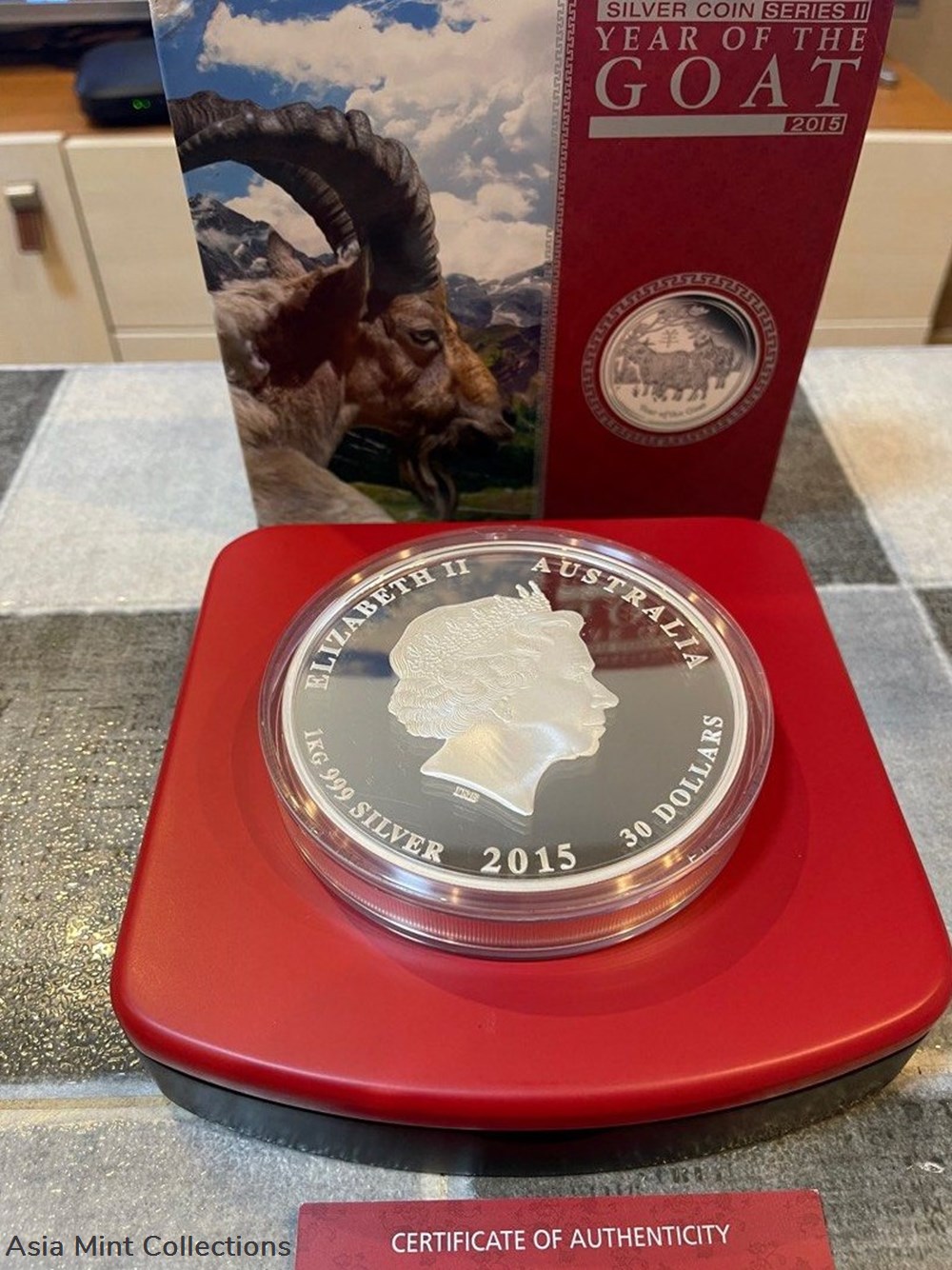 2015 Australia $30 (Series I) Lunar Year Of Goat 1-Kilo Silver Coin (Proof Edition) - RARE 4 coins ingots bullion 2015 australia 30 series i lunar year of goat 1 kilo silver coin proof edition rare