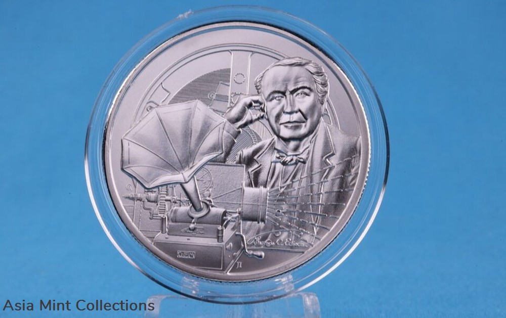 2023 - Thomas Edison 1oz 999 Silver Icons of Inspiration (7.) Niue $2 ST / BU 3 coins ingots bullion coin 2023 thomas edison 1oz 999 silver icons of inspiration 7 niue 2 st bu