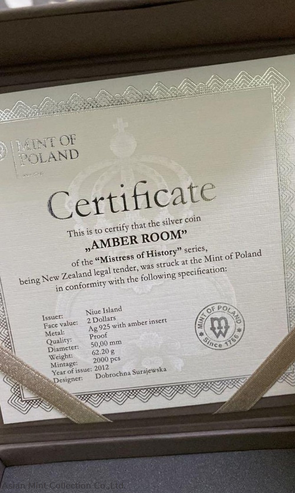 2012 - Amber Room -Mistress Of History 3 coins ingots bullion silver coin 2012 amber room mistress of history