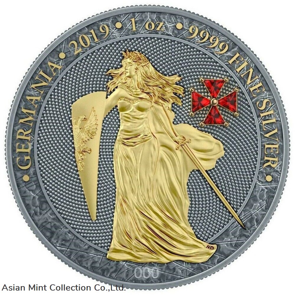 coins ingots bullion 2019 germania red crystal cross 1oz silver antique finish coin