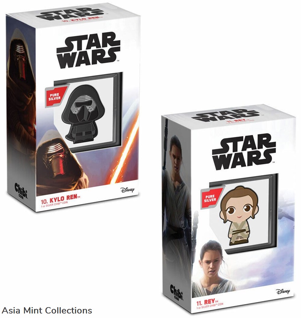 2021 Niue Star Wars Resilient Rey and Kylo Ren Chibi 1 oz Silver Colorized Proof 3 coins ingots bullion coin 2021 niue star wars resilient rey and kylo ren chibi 1 oz silver colorized proof