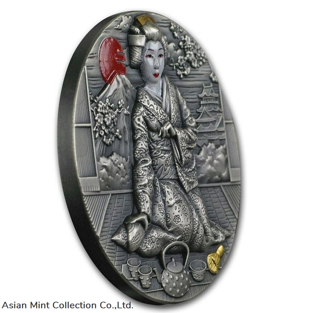 2019 - Geisha 2oz Antique Finish Silver Coin 2$ Niue 2 coins ingots bullion 2019 geisha 2oz antique finish silver coin 2 niue
