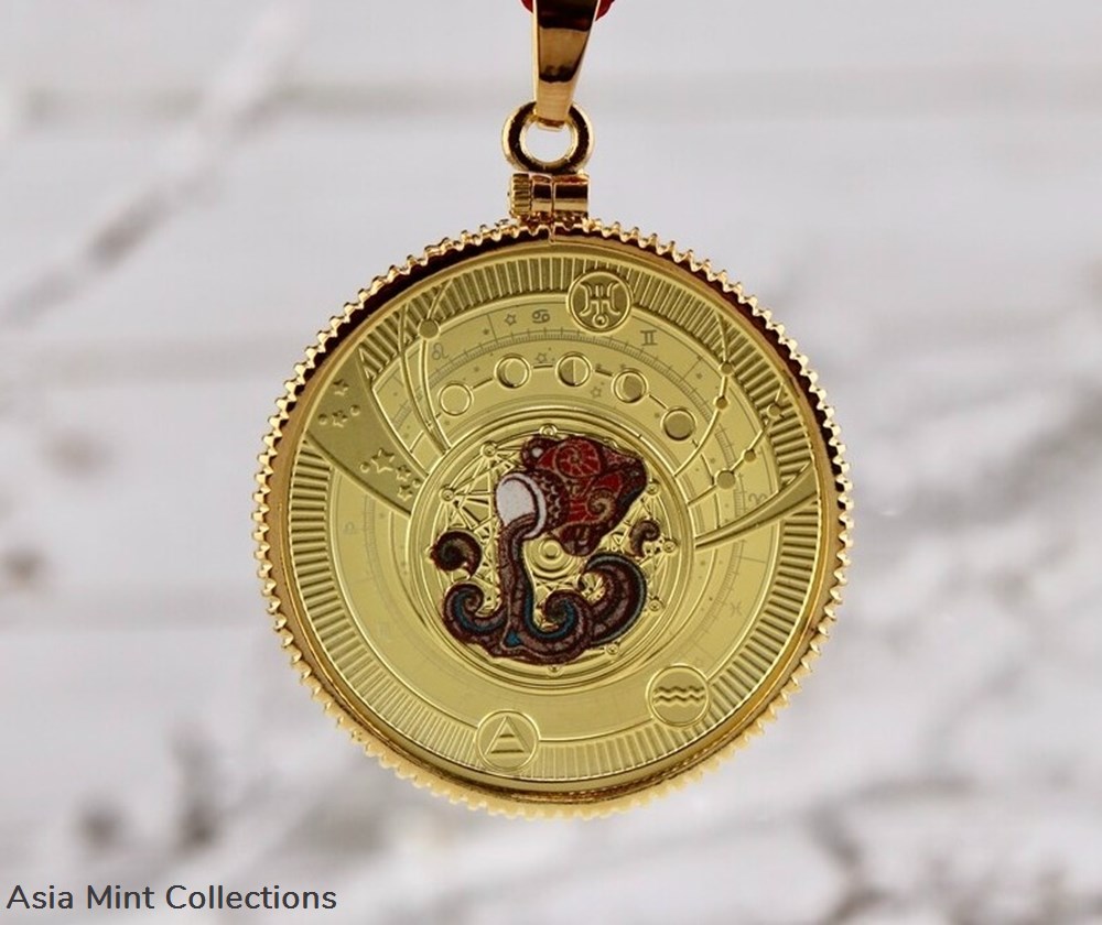 2018 - Aquarius Zodiac Sign Proof Silver Coin 500 Francs Cameroon coins ingots bullion 2018 aquarius zodiac sign proof silver coin 500 francs cameroon