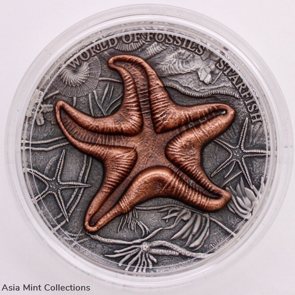 2019 - STARFISH World of Fossils 2 Oz Silver Coin 2$ Niue coins ingots bullion 2019 starfish world of fossils 2 oz silver coin 2 niue
