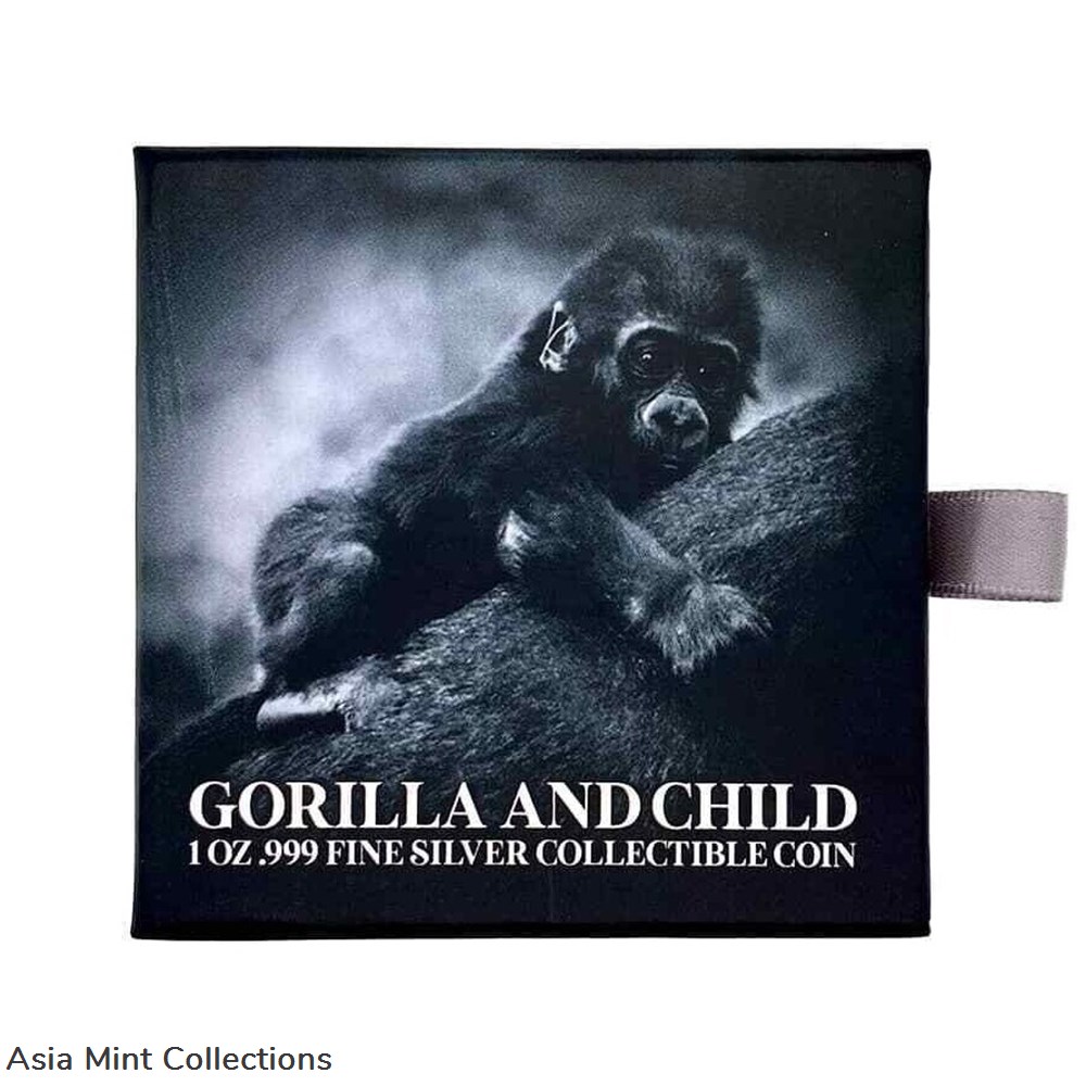 2023 - 1 Oz Silver Coin Chad 5000 CFA Gorilla & Child Shaped Antiqued High Relief 5 coins ingots bullion 2023 1 oz silver coin chad 5000 cfa gorilla child shaped antiqued high relief