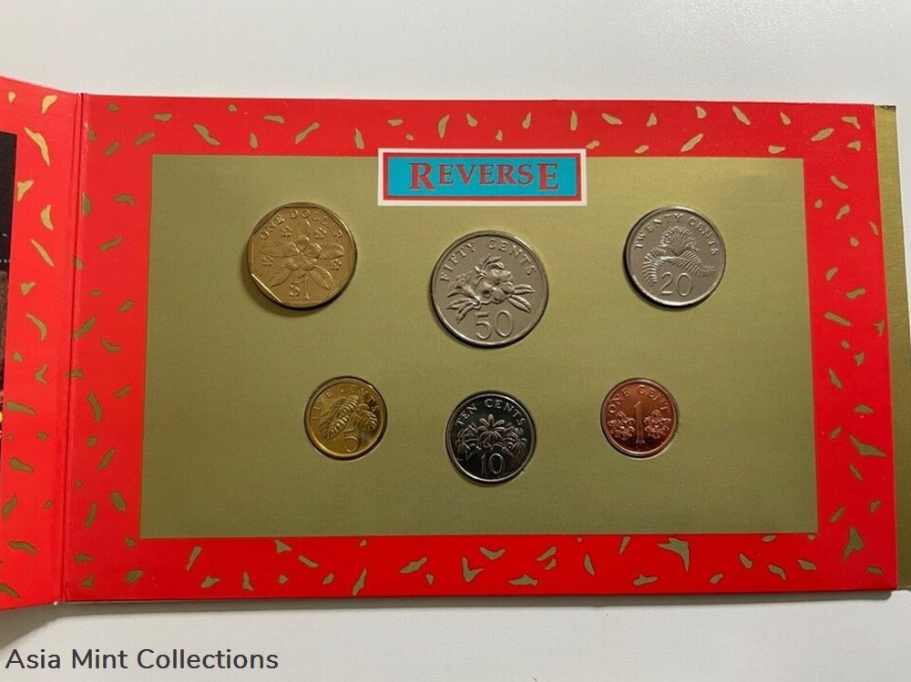1994 Singapore uncirculated coin set.Hongbao pack 3 coins ingots bullion copper 1994 singapore uncirculated coin set hongbao pack