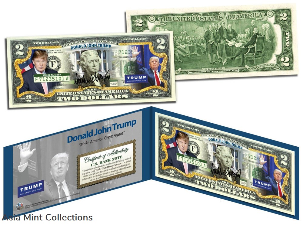 banknotes 2016 donald trump for president election 2 bill us legal tender money