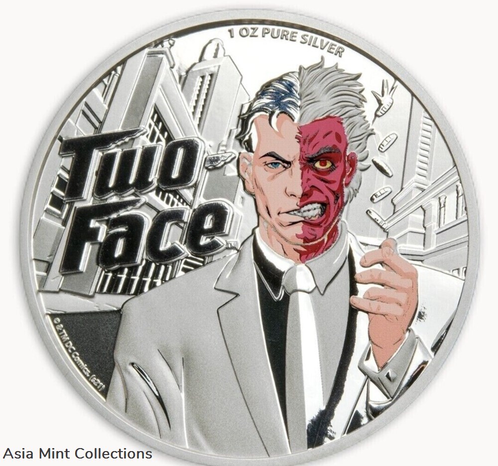2022 ~ DC COMICS™ ~ BATMAN® ~ TWO-FACE ~ 1 OZ .9999 FINE SILVER COIN ~ 2 coins ingots bullion 2022 dc comics batman two face 1 oz 9999 fine silver coin