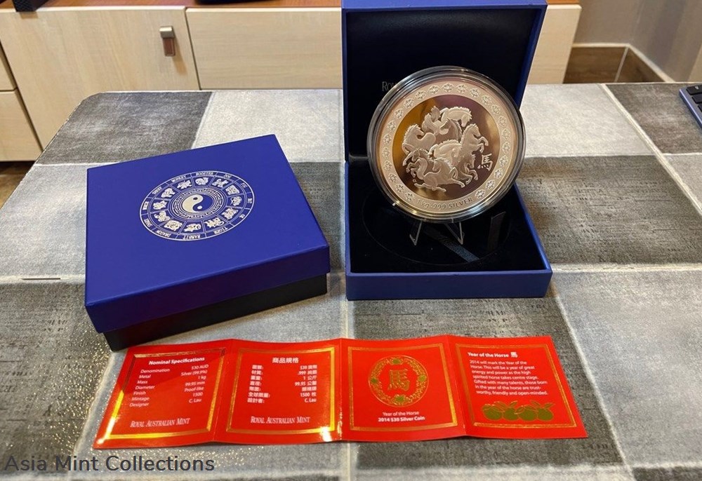 2002 Australia $30 By Royal Australia Mint-RAM Year of the Horse Coin 1-Kilo Silver Proof Coin 7 coins ingots bullion 2002 australia 30 by royal australia mint ram year of the horse coin 1 kilo silver proof coin